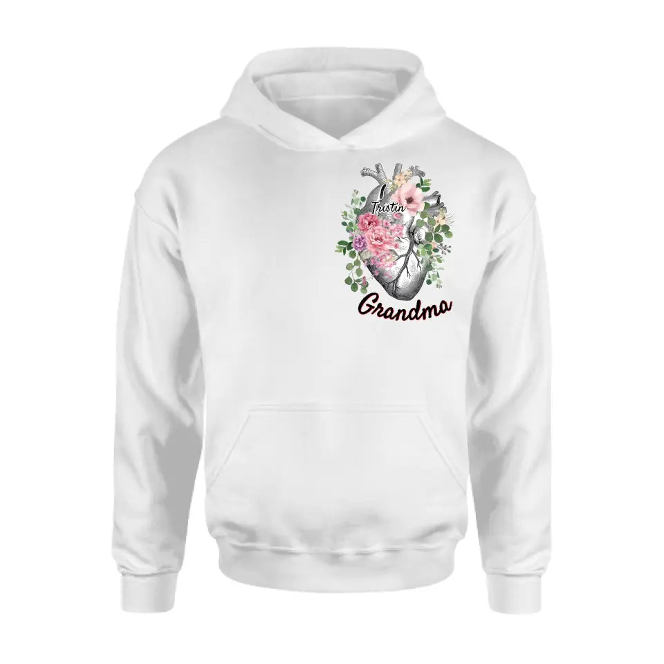 Personalized Spring Floral Heart Shirt/Hoodie - Up to 10 Kids - Mother's Day Gift Idea for Mom/Grandma - Grandma