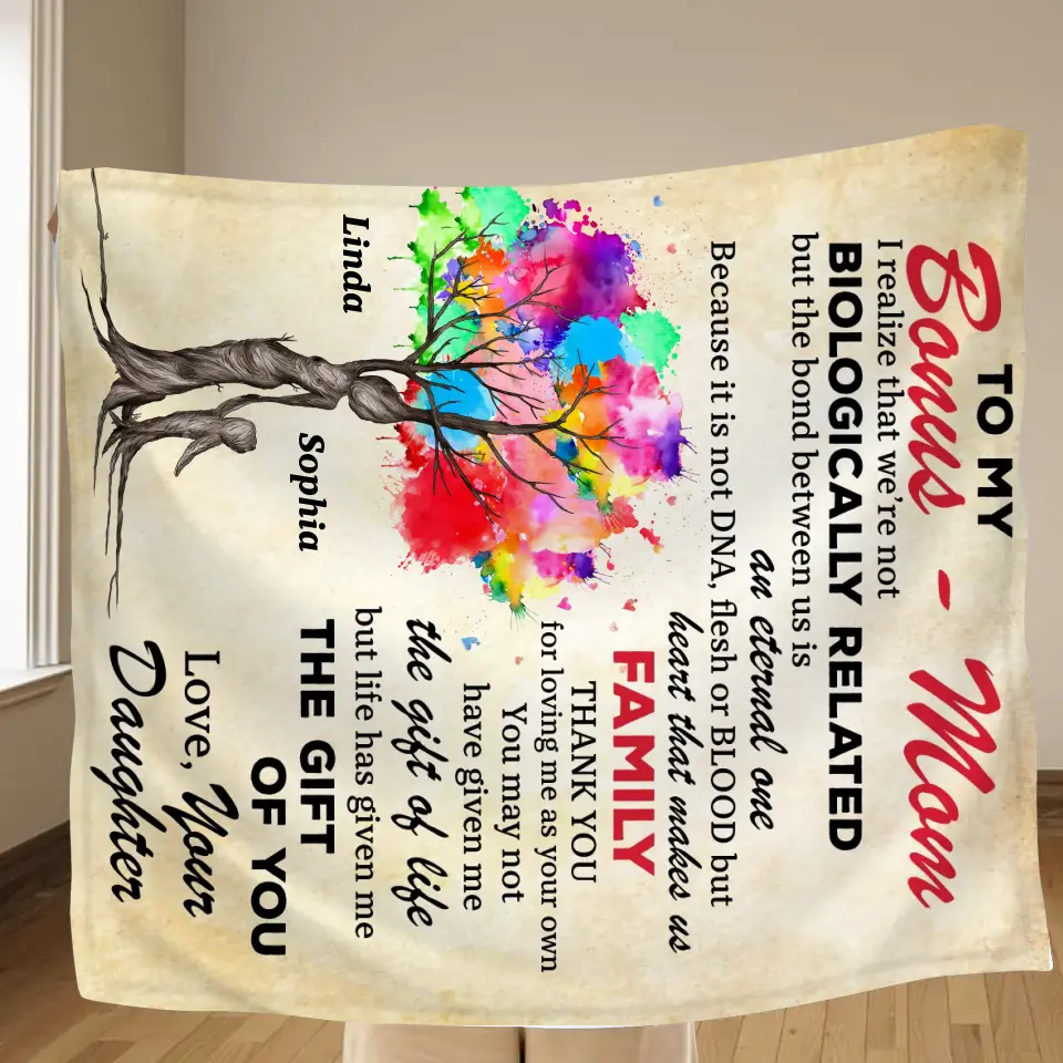 Personalized To My Bonus Mom Quilt/Fleece Throw Blanket - Up to 5 Kids - Mother's Day Gift Idea To Mom - Life Has Given Me The Gift Of You