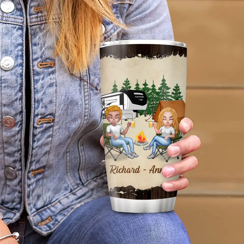 Personalized Camping Friends Tumbler - Best Gift For Camping Lovers/Friends - Up to 7 Friends - Never Drinking Again