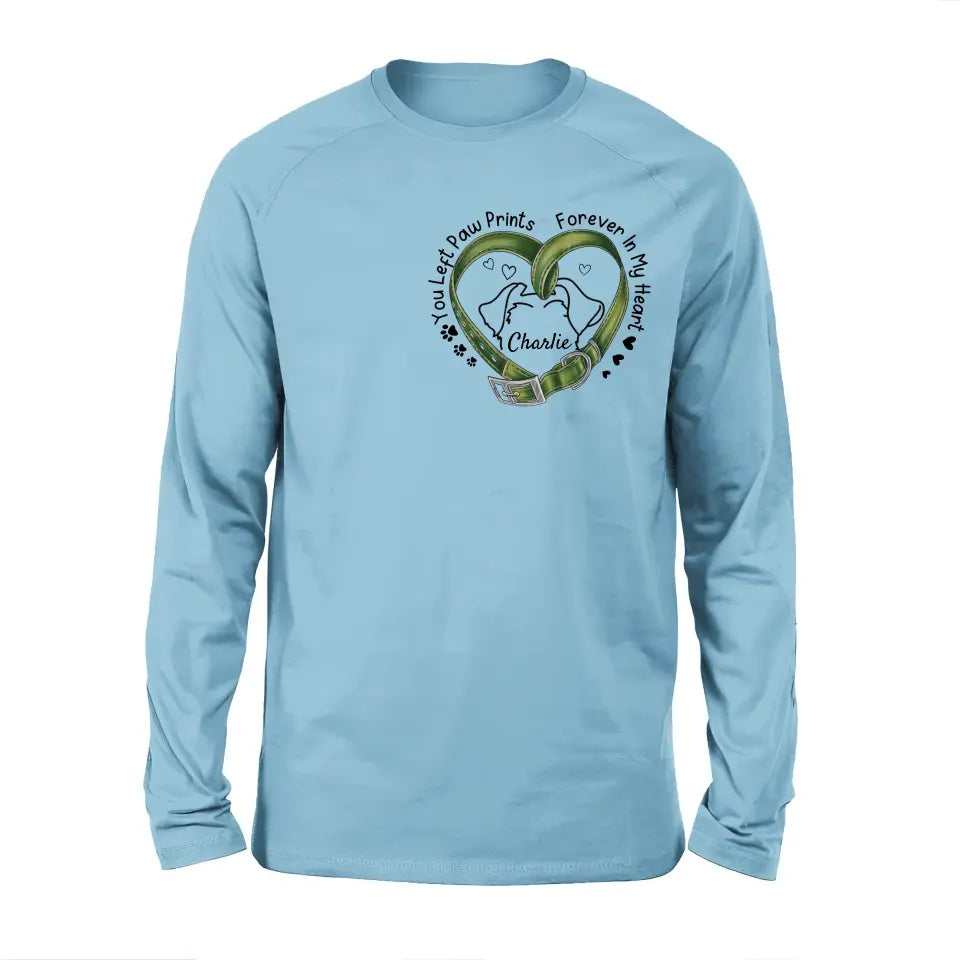 Personalized Memorial Dog Collar T-shirt/Hoodie - Gift Idea For Dog Lover/Mother's Day/Father's Day - You Left Paw Prints Forever In My Heart