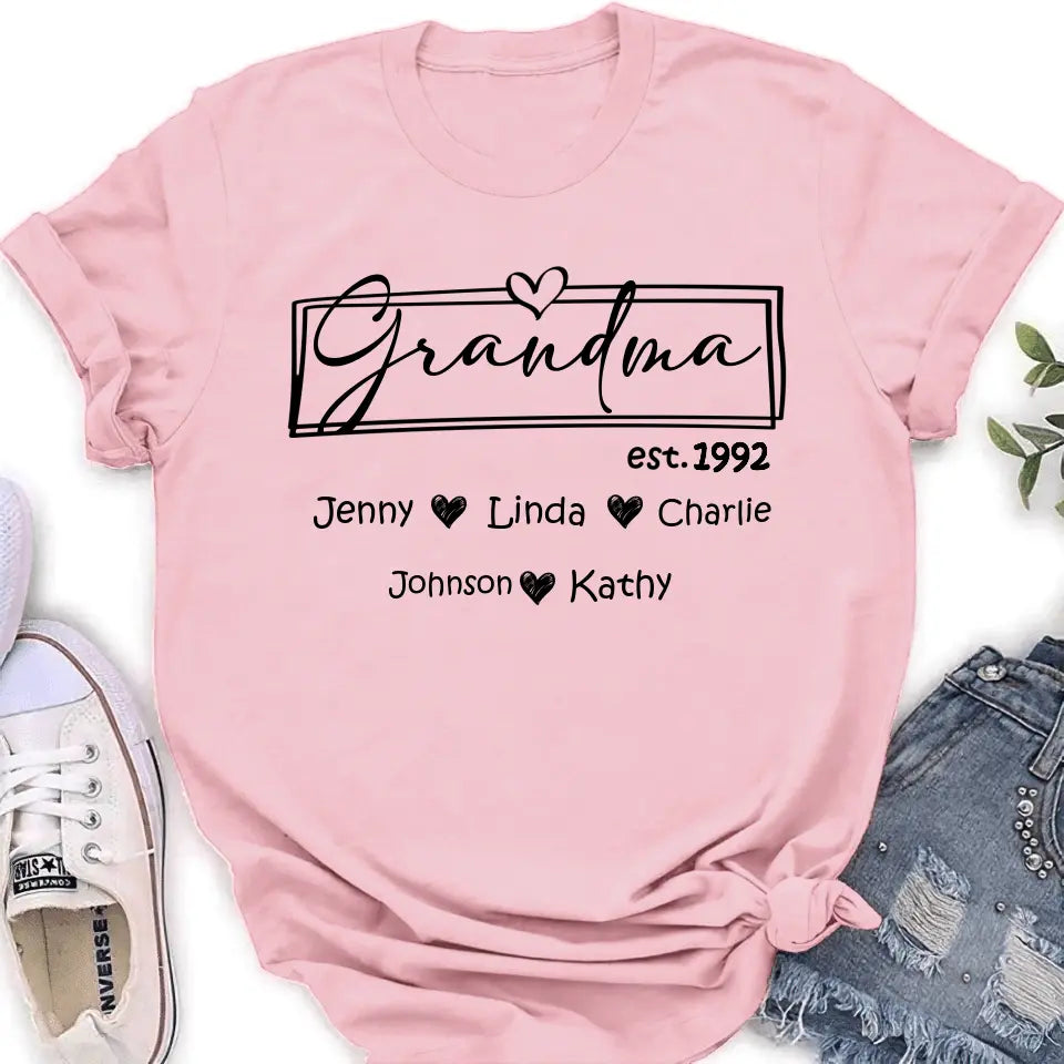 Personalized Mom And Grandma Shirt - Up to 12 People - Mother's Day Gift Idea for Mom/Grandma - Grandma Est.1992