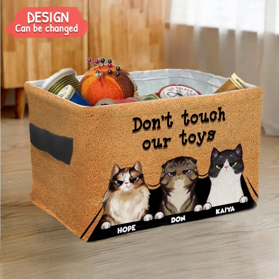 Personalized Pet Storage Box - 
Up to 3 Dogs/Cats - Mother's Day/Father's Day Gift for Dog/Cat Lovers - Don't Touch Our Toys