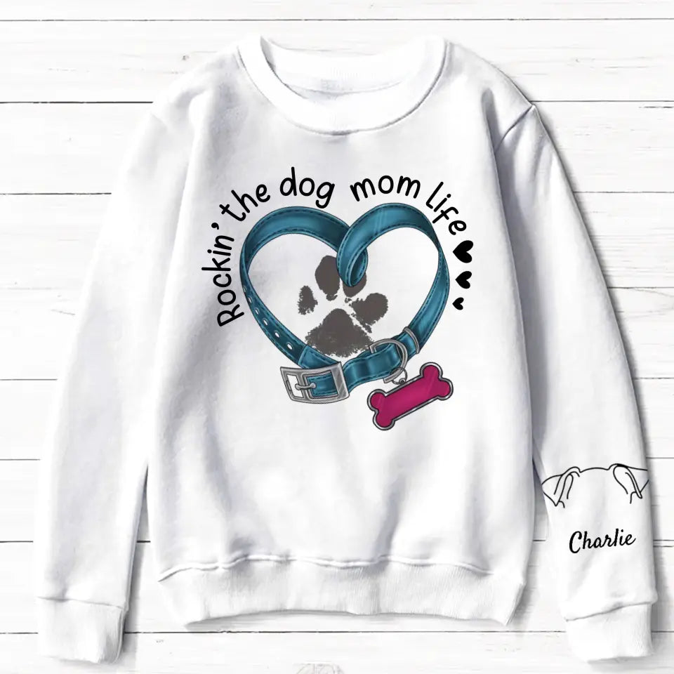 Personalized Dog Mom AOP Sweater - Up to 3 Dogs - Gift Idea for Mother's Day/Dog Lover - Rockin' The Dog Mom Life