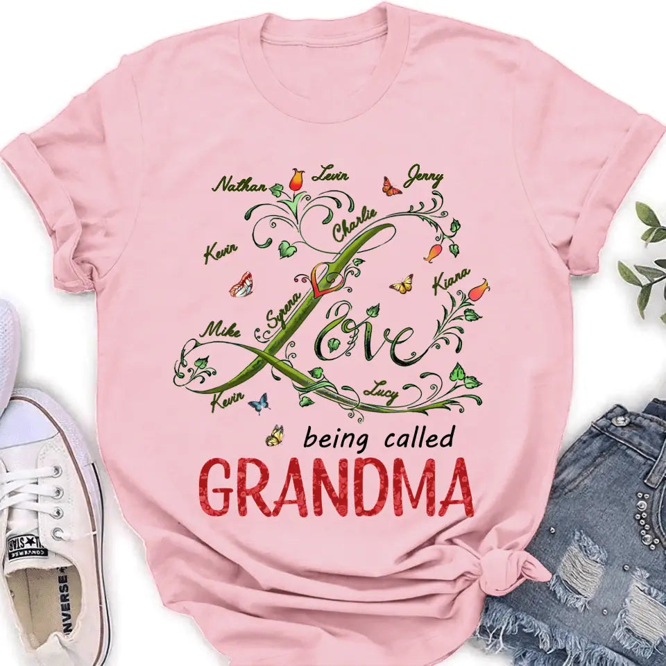 Personalized Grandma Shirt/Hoodie - Up to 10 Kids - Mother's Day Gift Idea For Grandma - Love Being Called Grandma