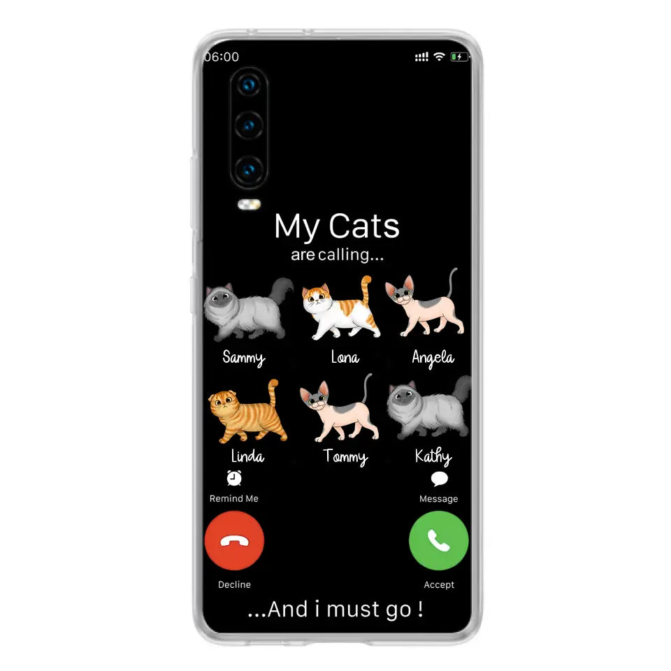 Personalized Cats Phone Case - Gift Idea For Cat Lover/Mother's Day/Father's Day - Up to 6 Cats - My Cats Are Calling And I Must Go - Cases For Oppo/Xiaomi/Huawei