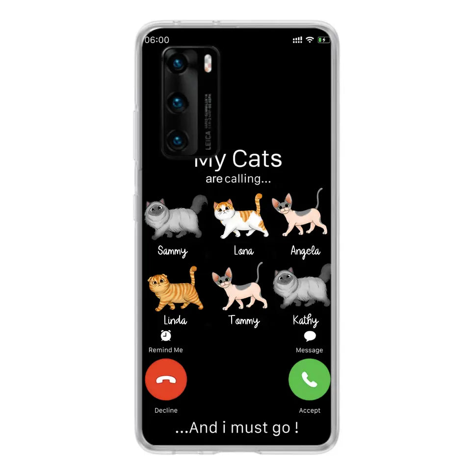 Personalized Cats Phone Case - Gift Idea For Cat Lover/Mother's Day/Father's Day - Up to 6 Cats - My Cats Are Calling And I Must Go - Cases For Oppo/Xiaomi/Huawei