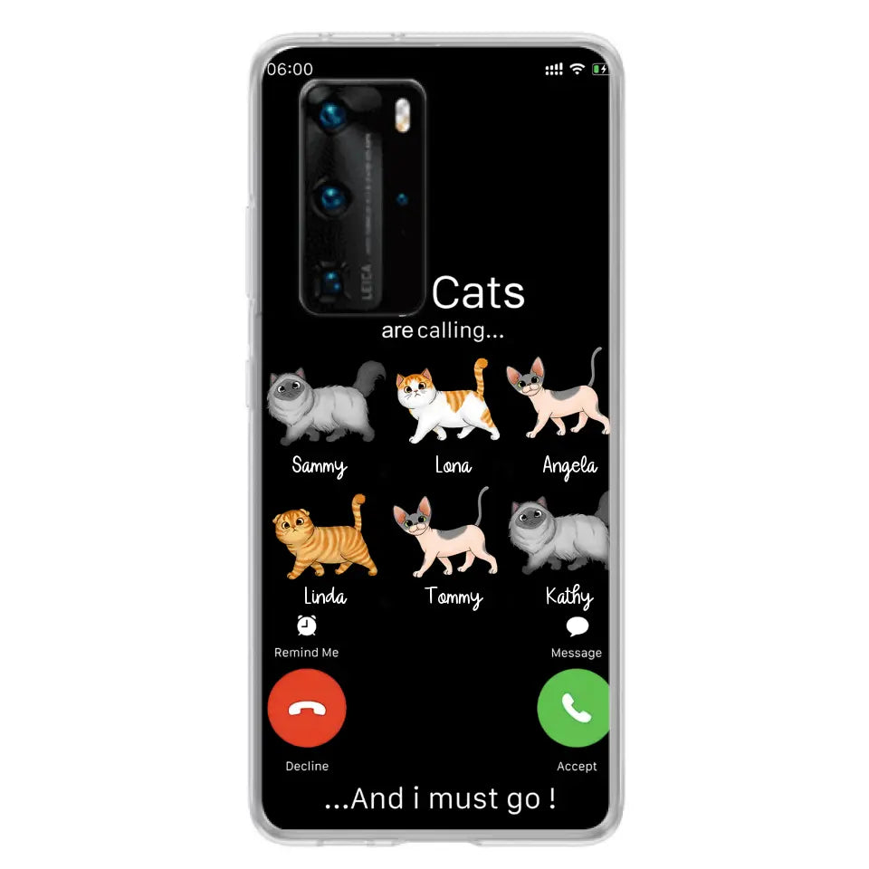 Personalized Cats Phone Case - Gift Idea For Cat Lover/Mother's Day/Father's Day - Up to 6 Cats - My Cats Are Calling And I Must Go - Cases For Oppo/Xiaomi/Huawei