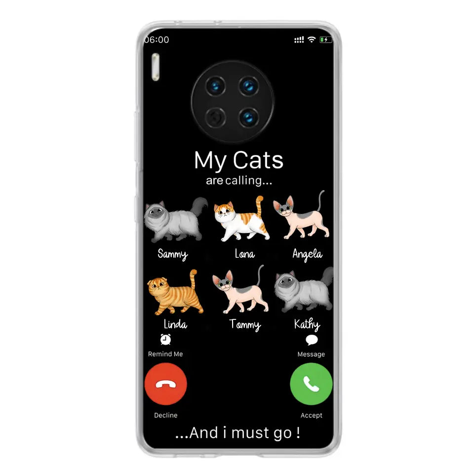Personalized Cats Phone Case - Gift Idea For Cat Lover/Mother's Day/Father's Day - Up to 6 Cats - My Cats Are Calling And I Must Go - Cases For Oppo/Xiaomi/Huawei