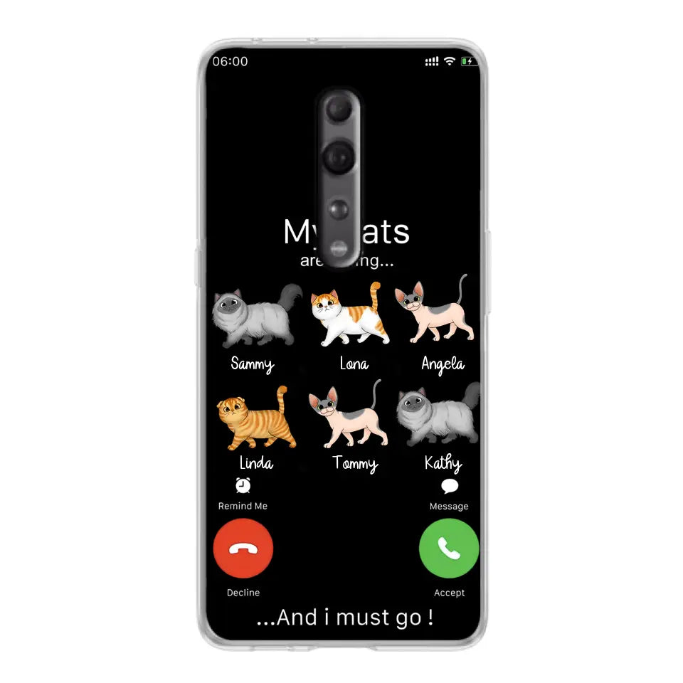 Personalized Cats Phone Case - Gift Idea For Cat Lover/Mother's Day/Father's Day - Up to 6 Cats - My Cats Are Calling And I Must Go - Cases For Oppo/Xiaomi/Huawei