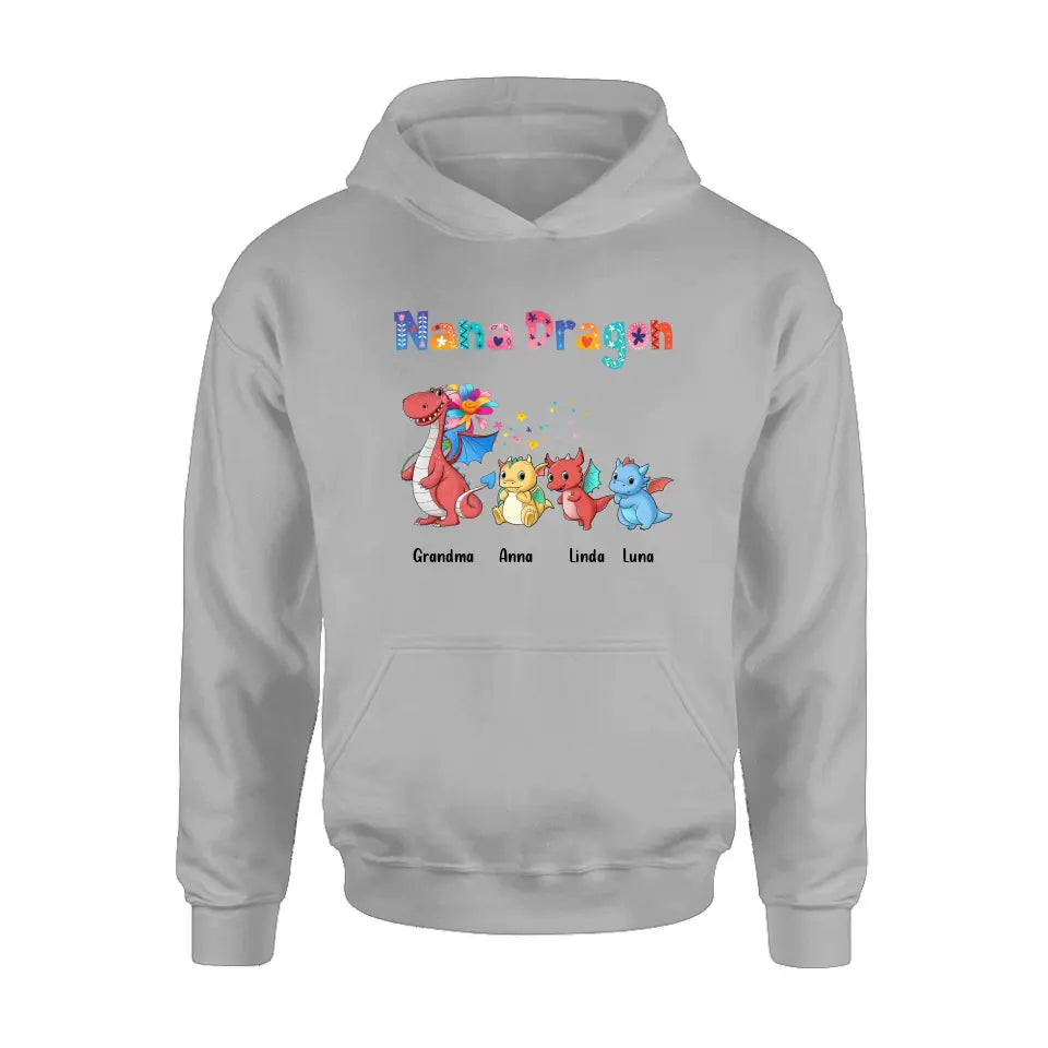 Personalized Grandma Dragon Shirt/Hoodie - Up to 10 Kids - Mother's Day Gift Idea For Grandma - Nana Dragon