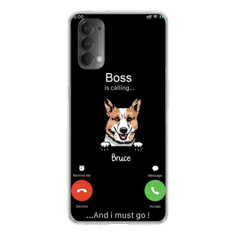 Personalized Dog Phone Case - Gift Idea For Dog Lover/Mother's Day/Father's Day - Up to 5 Dogs - Boss Is Calling And I Must Go - Case For Oppo/Xiaomi/Huawei
