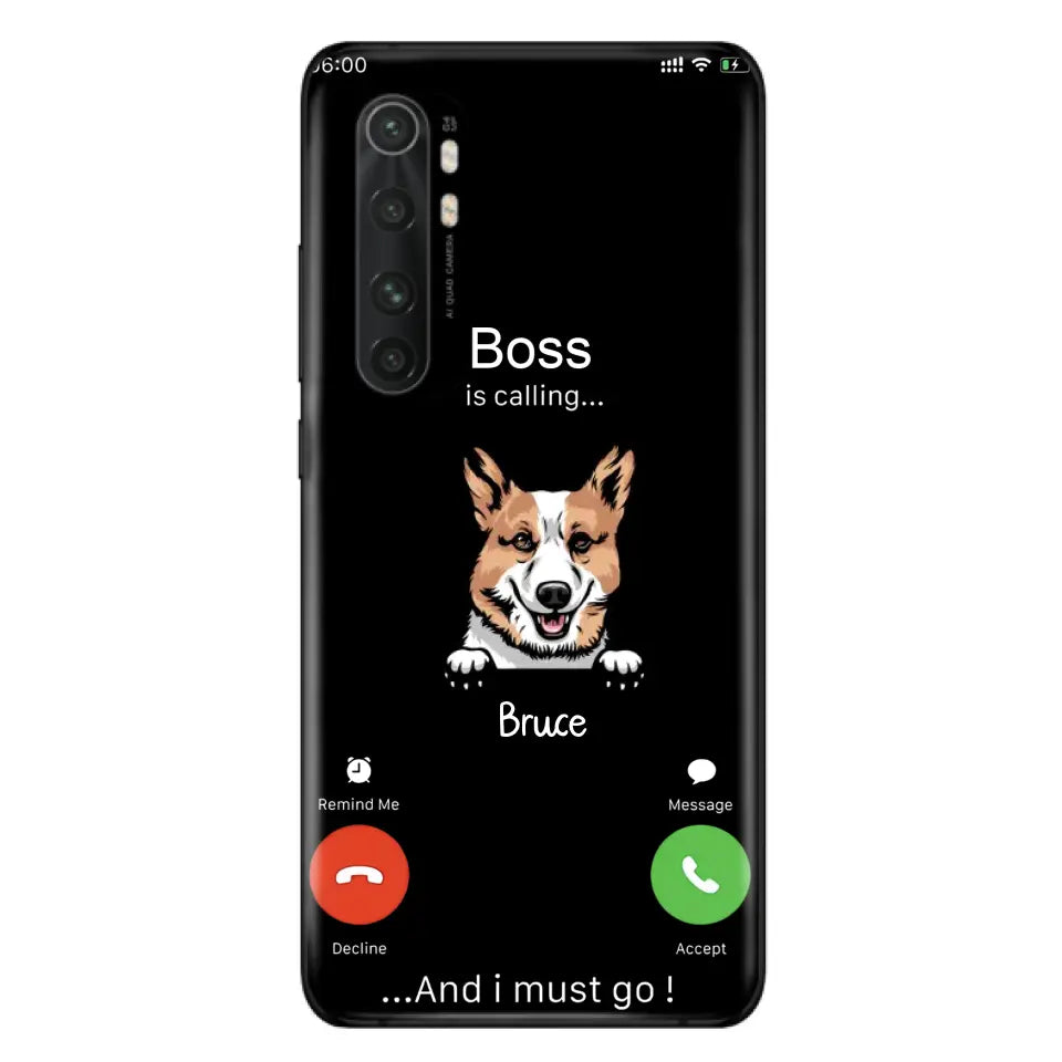 Personalized Dog Phone Case - Gift Idea For Dog Lover/Mother's Day/Father's Day - Up to 5 Dogs - Boss Is Calling And I Must Go - Case For Oppo/Xiaomi/Huawei