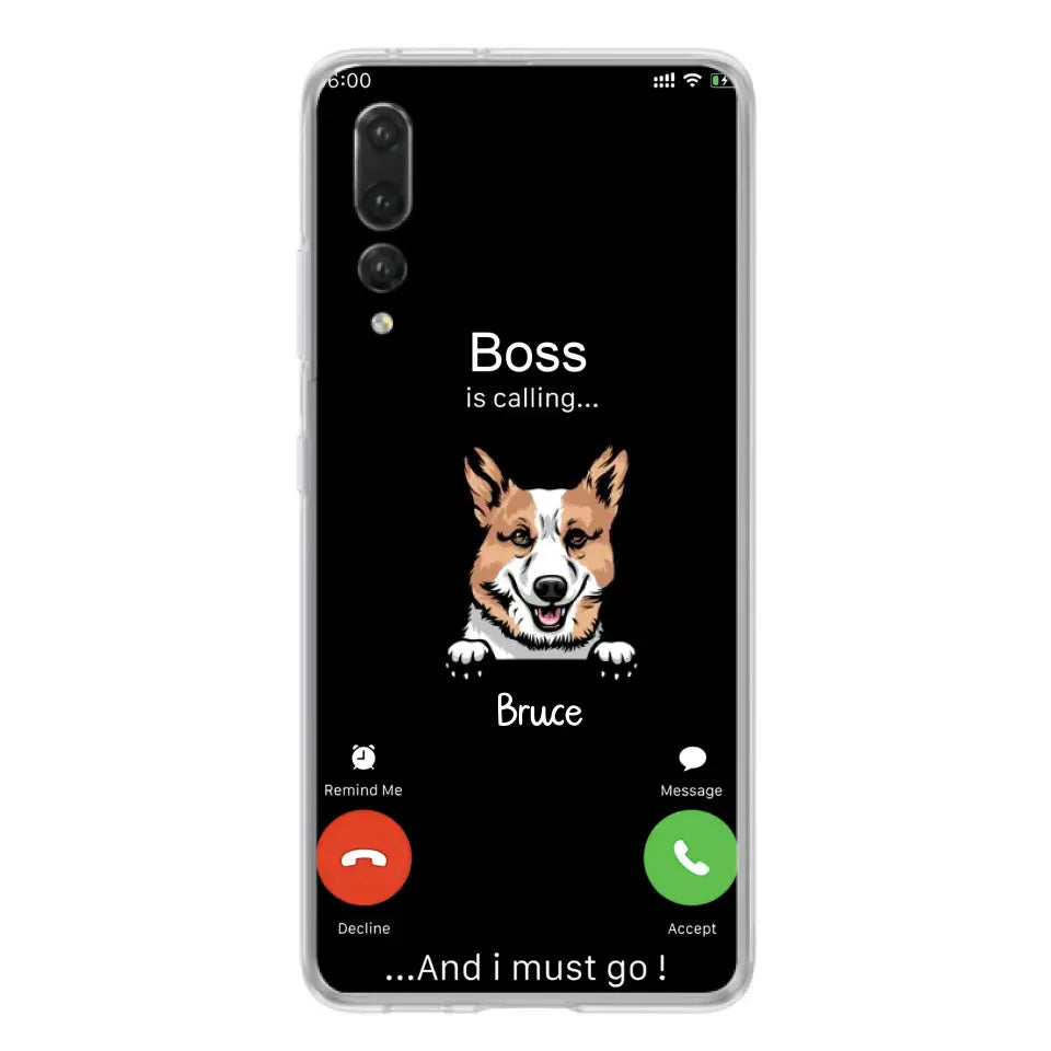 Personalized Dog Phone Case - Gift Idea For Dog Lover/Mother's Day/Father's Day - Up to 5 Dogs - Boss Is Calling And I Must Go - Case For Oppo/Xiaomi/Huawei