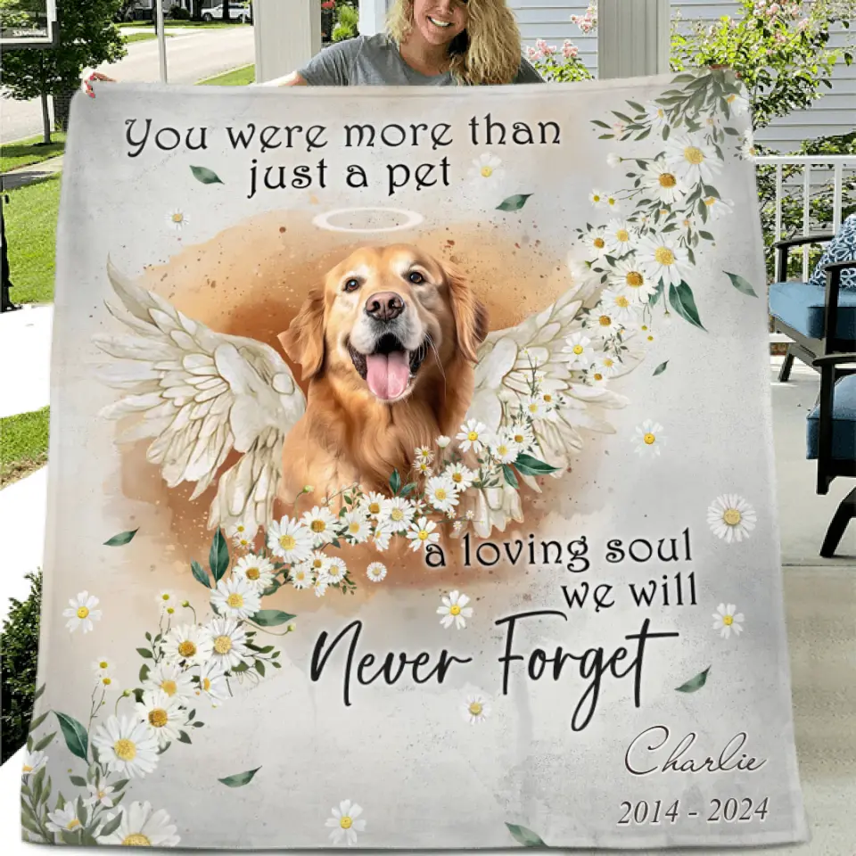 Personalized Memorial Pet Photo Fleece Throw Blanket/Quilt - Memorial Gift Idea for Dog/Cat Owners - You Were More Than Just A Pet A Loving Soul We Will Never Forget