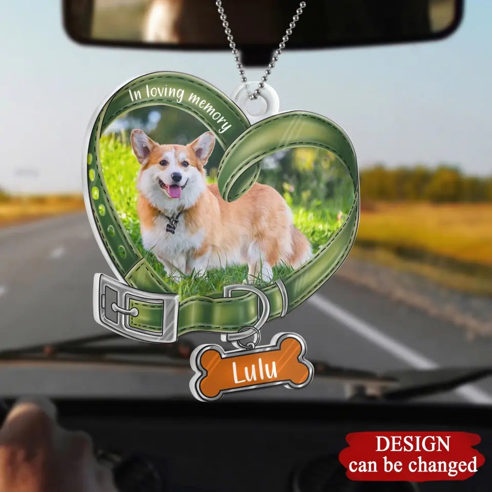 Personalized Memorial Heart Shaped Dog Collar Acrylic Ornament - Upload Photo - Memorial Gift For Dog Lover - Forever In My Heart