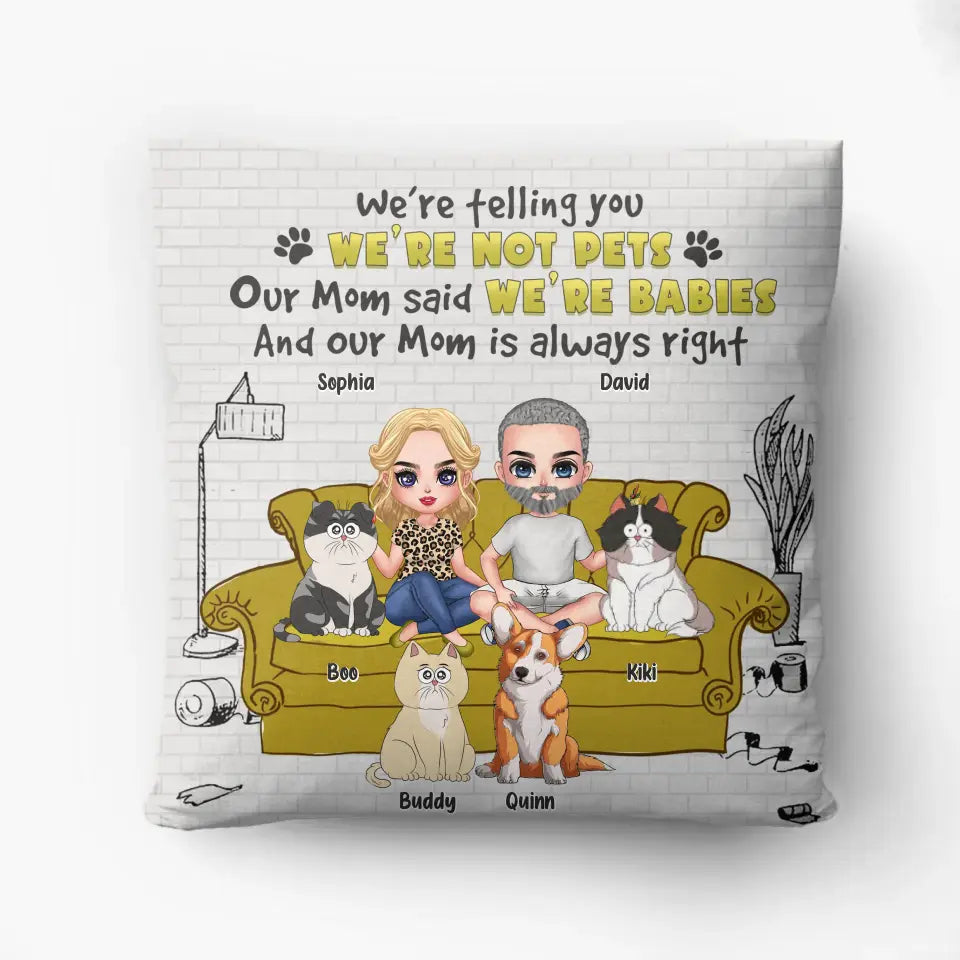 Personalized Pet Mom/Dad Pillow Cover - Up to 5 Dogs/Cats - Mother's Day/Father's Day Gift Idea for Dog/Cat Lovers - I'm Telling You I'm Not A Dog/Cat