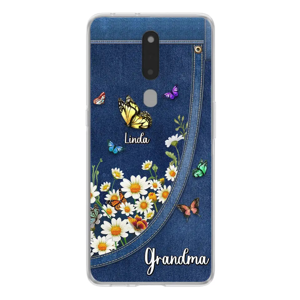 Personalized Daisy And Butterfly Grandma Phone Case - Gift Idea For Grandma - Up to 10 Kids - Case For Oppo/Xiaomi/Huawei