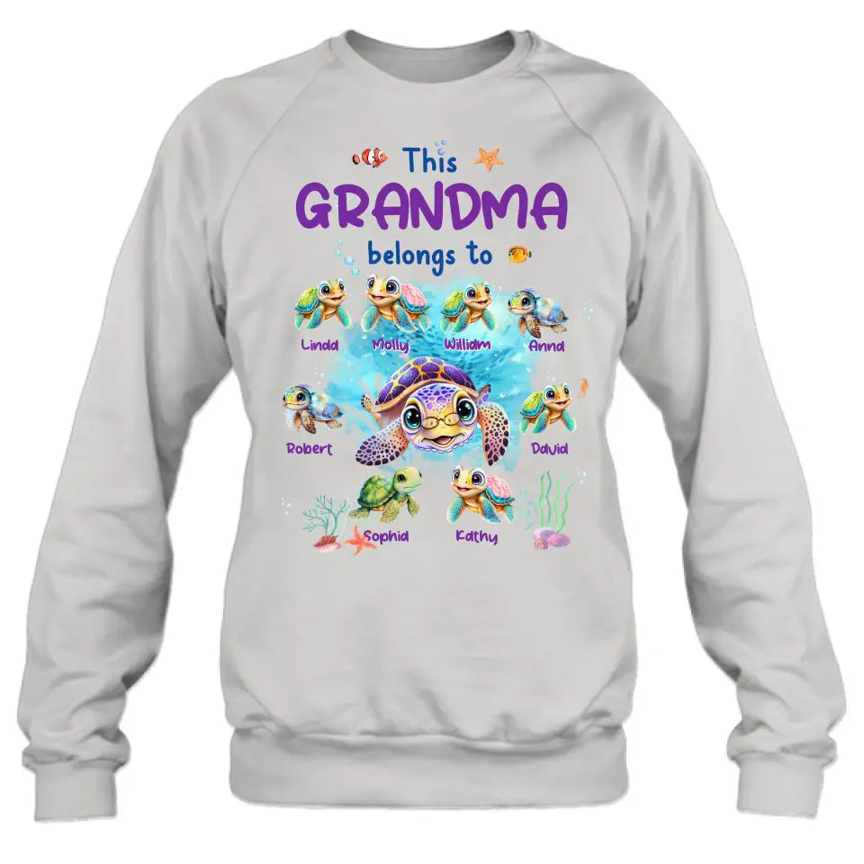 Personalized Grandma Turtle Shirt/Hoodie - Gift Idea For Grandma - Up to 8 Kids - This Grandma Belongs To