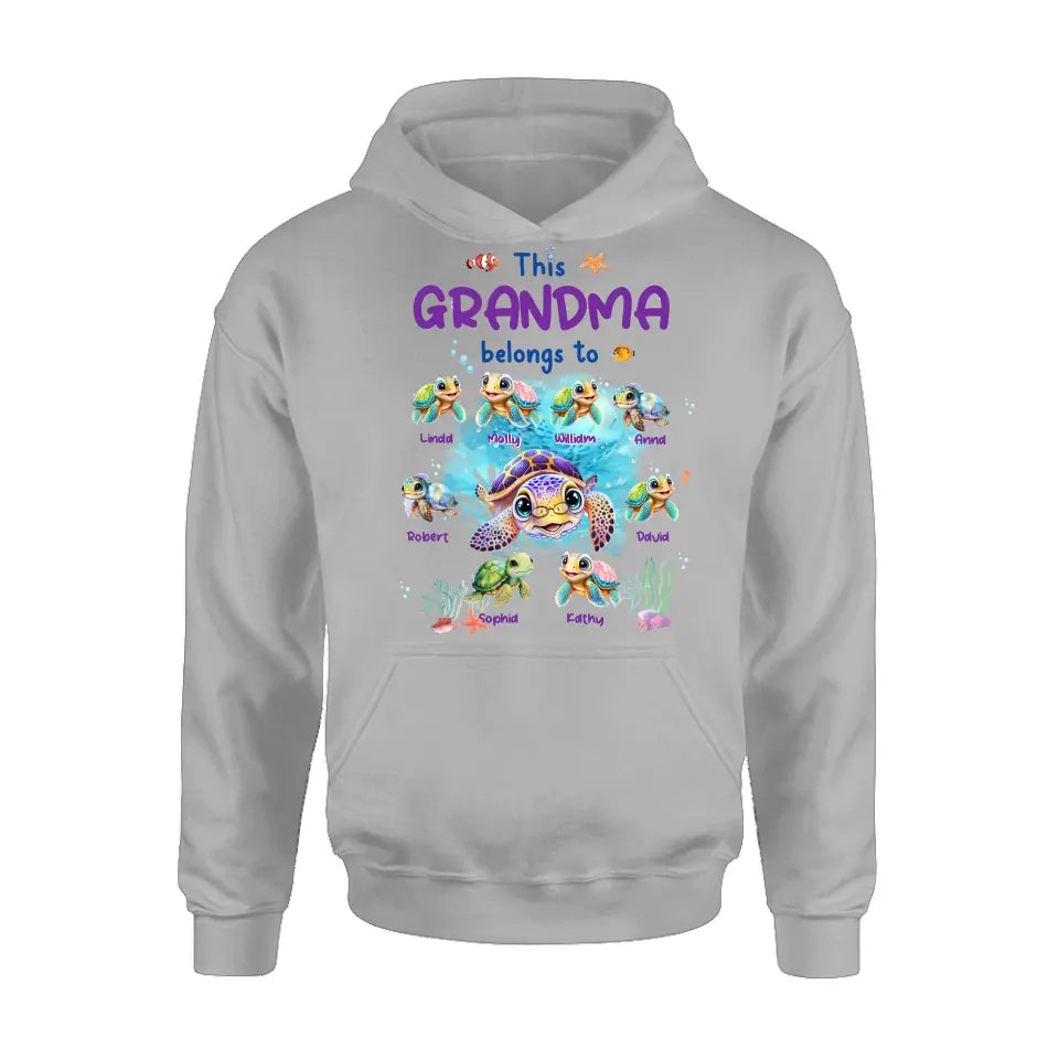 Personalized Grandma Turtle Shirt/Hoodie - Gift Idea For Grandma - Up to 8 Kids - This Grandma Belongs To