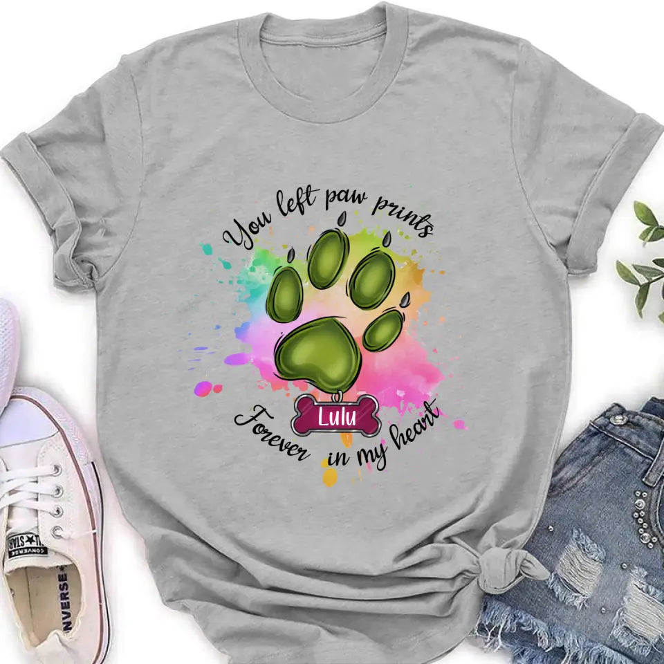Personalized Memorial Pet T-shirt/Hoodie - Gift Idea For Dog/Cat Lovers - You Left Paw Prints Forever In My Heart