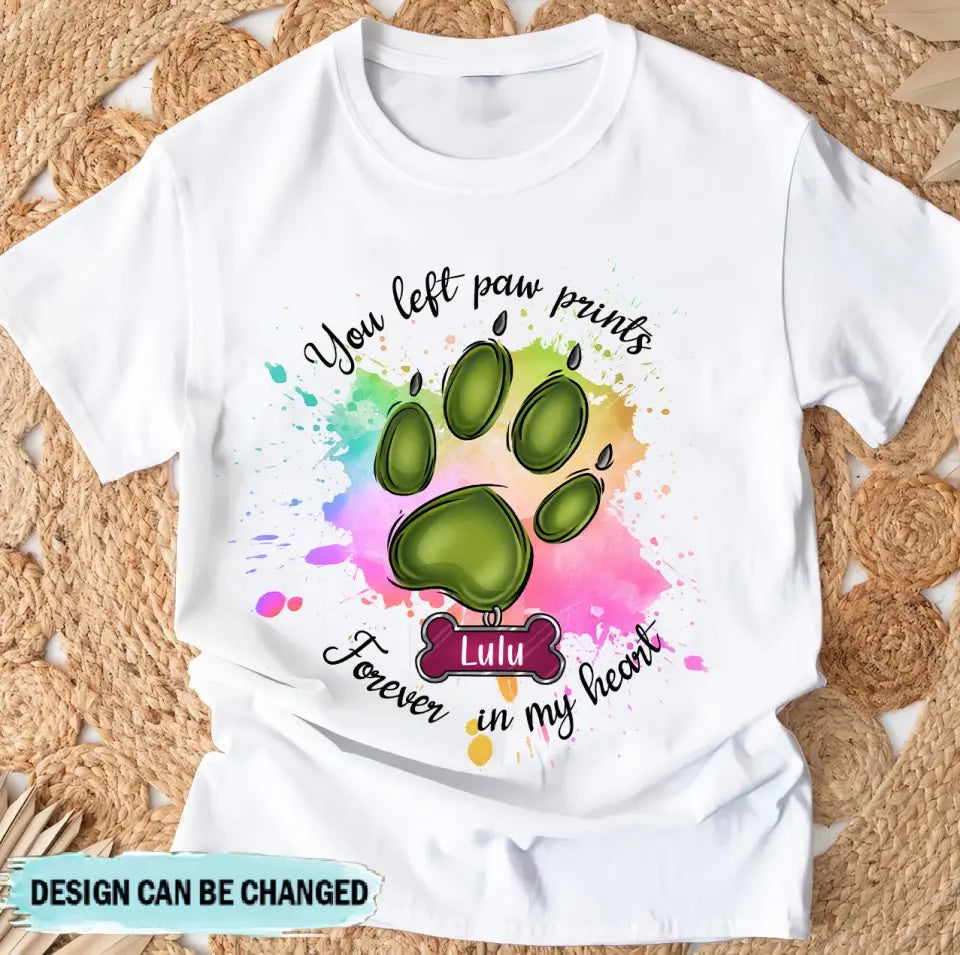 Personalized Memorial Pet T-shirt/Hoodie - Gift Idea For Dog/Cat Lovers - You Left Paw Prints Forever In My Heart