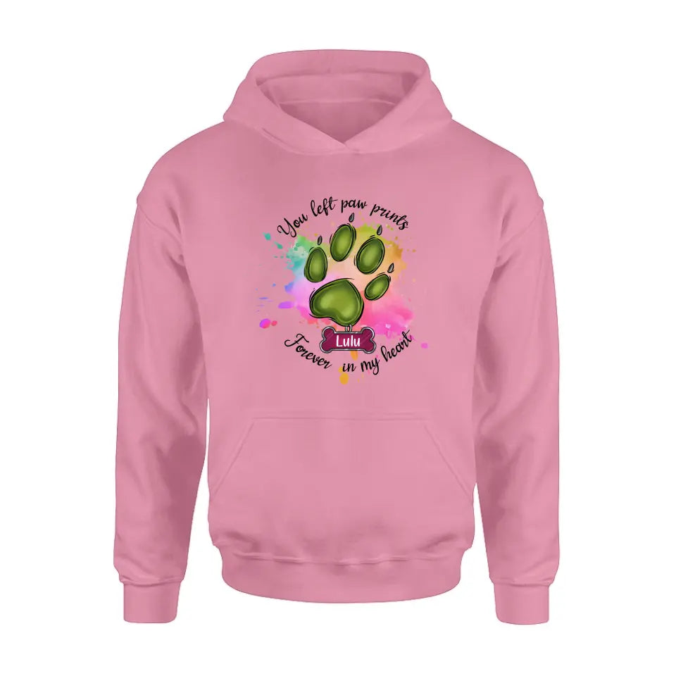 Personalized Memorial Pet T-shirt/Hoodie - Gift Idea For Dog/Cat Lovers - You Left Paw Prints Forever In My Heart