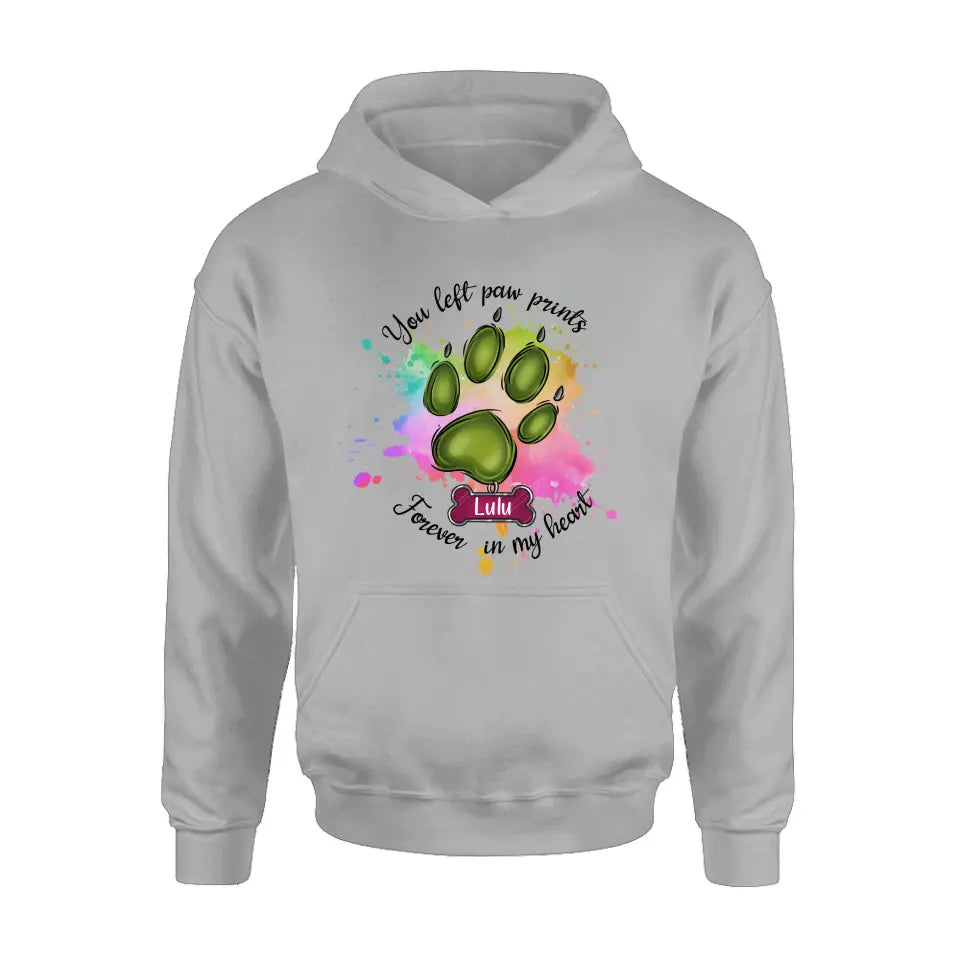 Personalized Memorial Pet T-shirt/Hoodie - Gift Idea For Dog/Cat Lovers - You Left Paw Prints Forever In My Heart