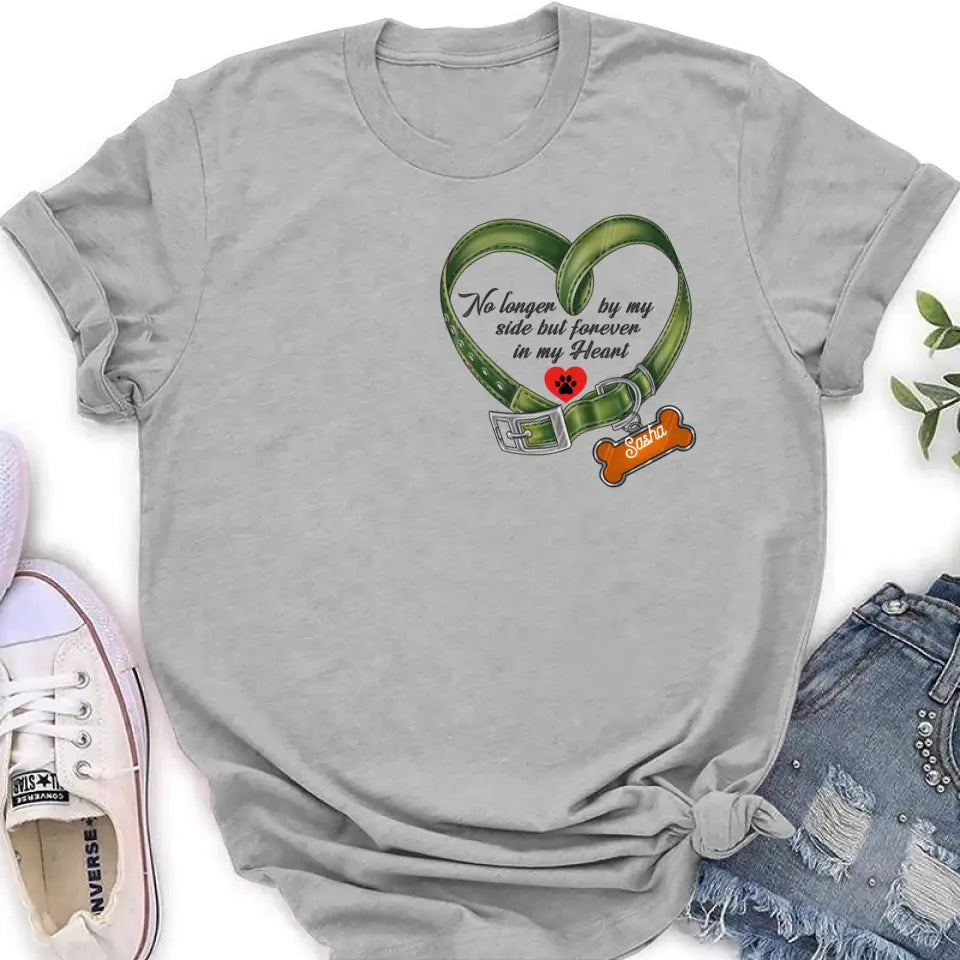 Personalized Memorial Pet Collar T-shirt/Hoodie - Gift Idea For Pet Lover/Mother's Day/Father's Day - No Longer By My Side But Forever In My Heart