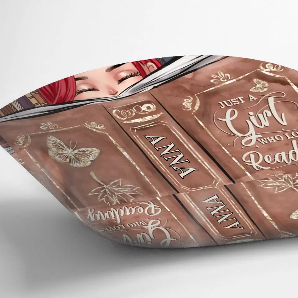 Personalized Reading Girl Pillow Cover - Gift Idea For Book Lover - Just A Girl Who Loves Reading