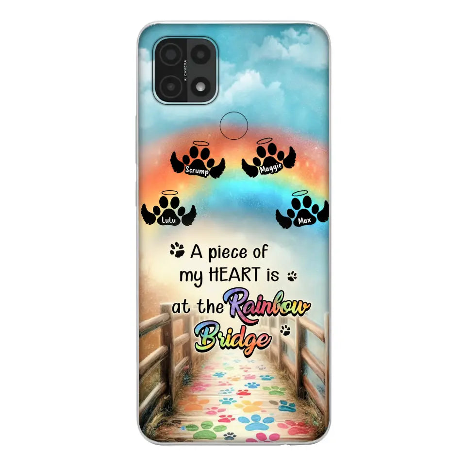 Personalized Rainbow Bridge Memorial Phone Case - Memorial Gift Idea For Dog Lover - Up to 4 Dogs - A Piece Of My Heart Is At The Rainbow Bridge - Case For Oppo/Xiaomi/Huawei