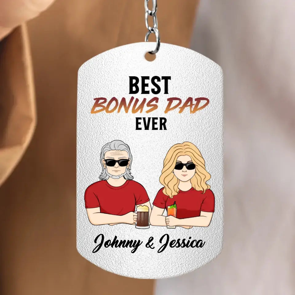 Personalized Bonus Dad Aluminum Keychain - Gift Idea For Dad/Father's Day - Look At You Landing My Mom And Getting Me As A Bonus Love