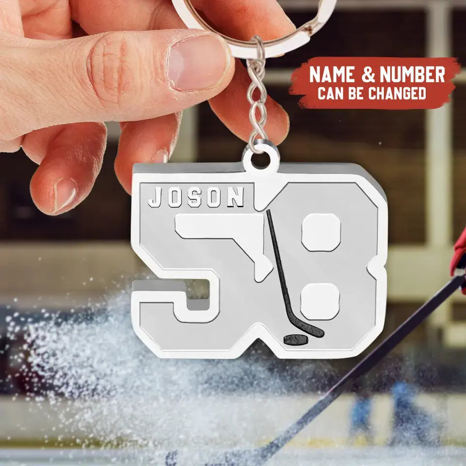 Personalized Ice Hockey Acrylic Keychain - Gift Idea for Hockey Lovers