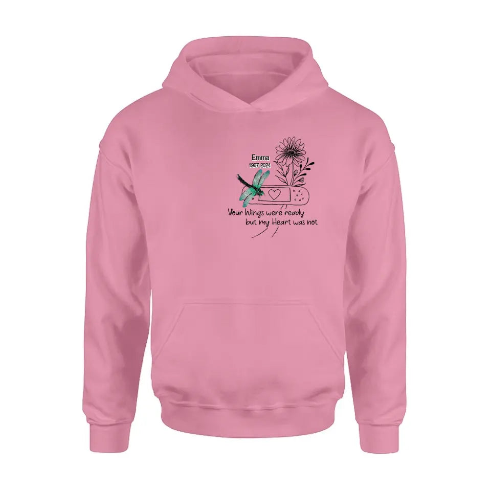 Personalized Memorial Dragonfly Unisex T-shirt/Long Sleeve/Sweatshirt/Hoodie - Memorial Gift Idea - Your Wings Were Ready But My Heart Was Not