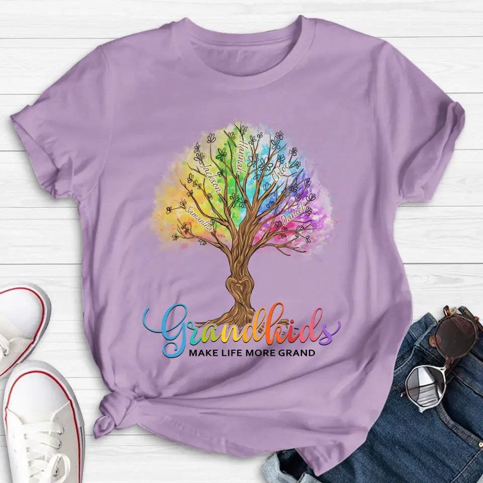 Personalized Grandkids T-shirt - Up to 10 Kids - Gift Idea For Grandma/Mother's Day Gift - Grandkids Make Life More Grand