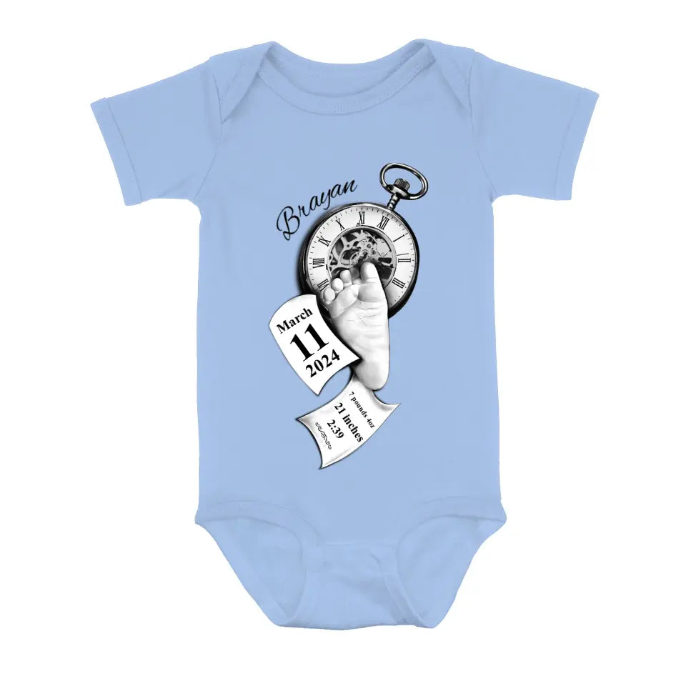 Personalized Clock Feet Infant Jumpsuit Baby Onesie - Gift Idea For Baby