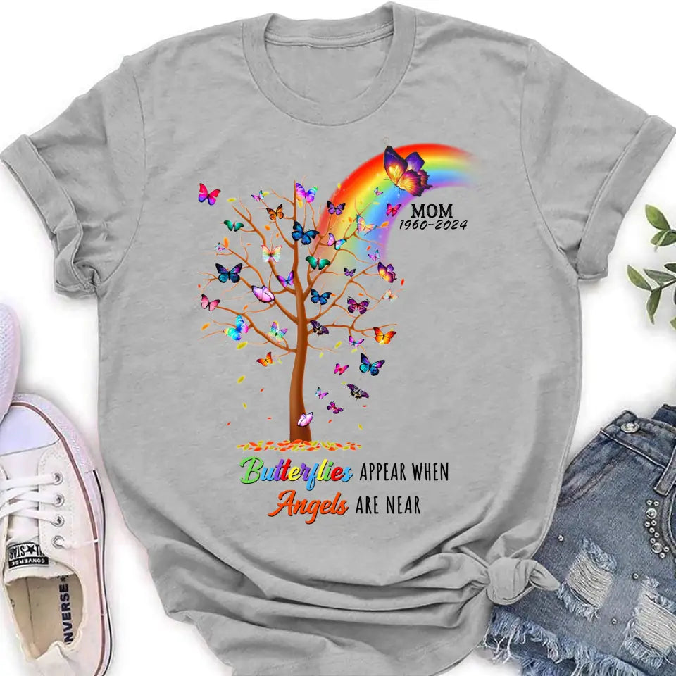 Personalized Butterfly Memorial Shirt/Hoodie - Memorial Gift Idea For Family Member - Up to 3 People - Butterflies Appear When Angels Are Near