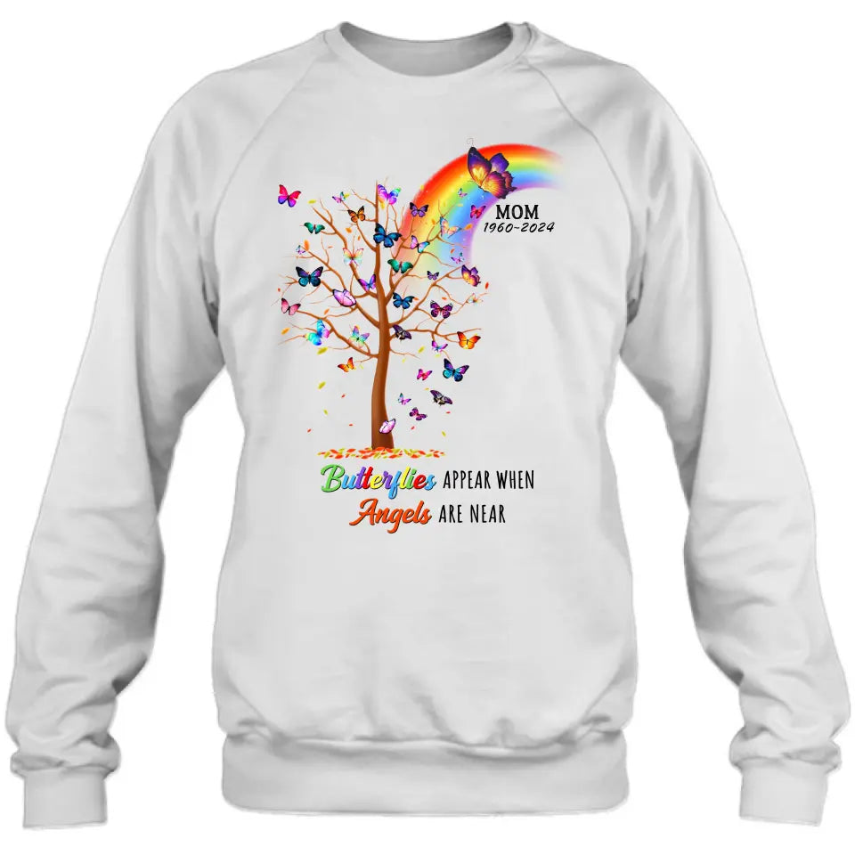 Personalized Butterfly Memorial Shirt/Hoodie - Memorial Gift Idea For Family Member - Up to 3 People - Butterflies Appear When Angels Are Near