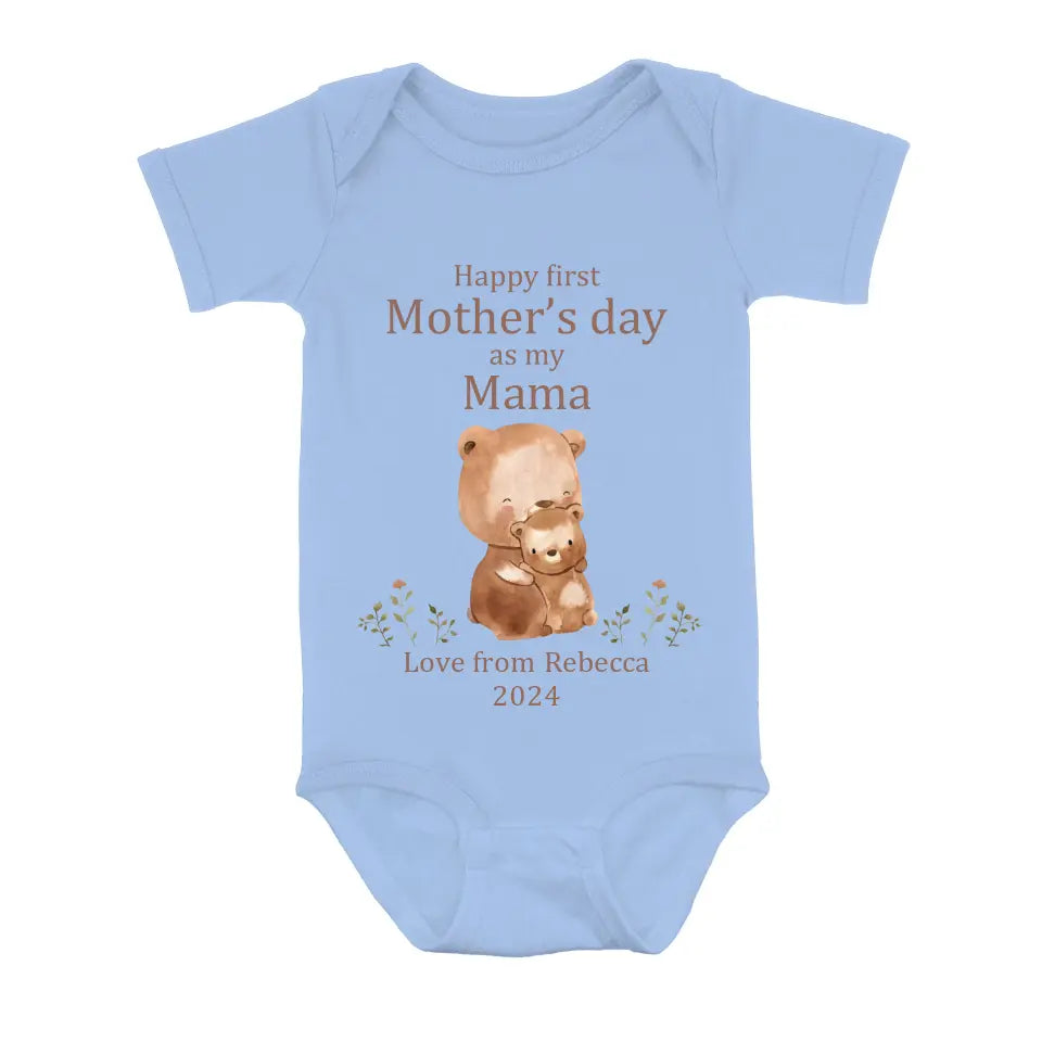 Personalized Happy First Mother's Day Shirt/Baby Onesie - Gift Idea For Mom/Grandma/Baby/Mother's Day