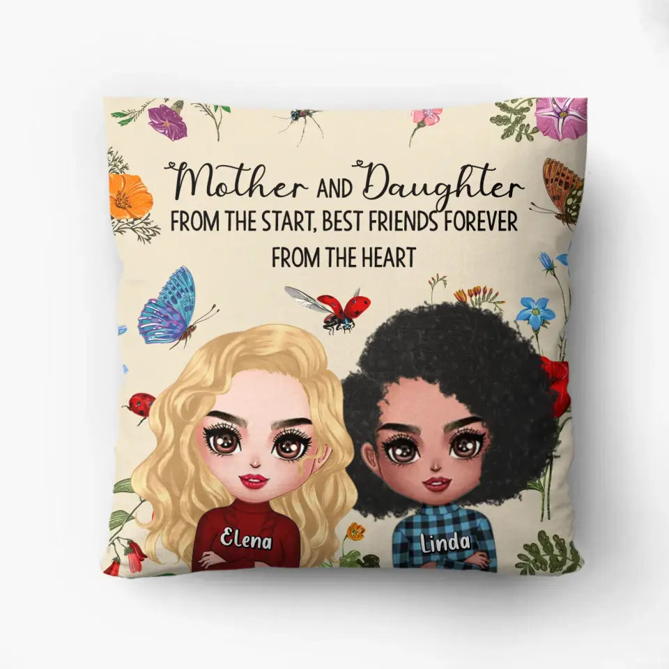Personalized Mother And Daughter Quilt/Fleece Throw Blanket/Pillow Cover - Mother's Day Gift Idea - Mother And Daughter From The Start, Best Friends Forever From The Heart