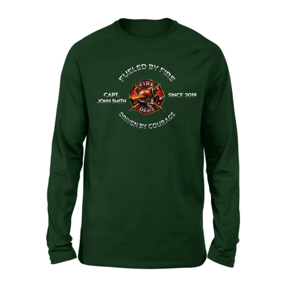 Personalized Fire Fighter Shirt/Hoodie - Father's Day Gift Idea For Fire Fighter - Fueled By Fire Driven By Courage