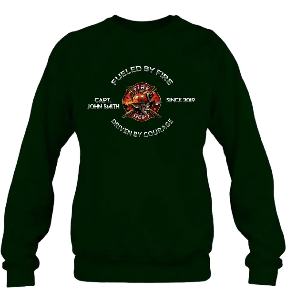 Personalized Fire Fighter Shirt/Hoodie - Father's Day Gift Idea For Fire Fighter - Fueled By Fire Driven By Courage