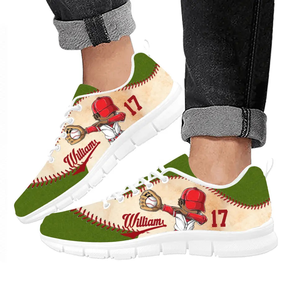Personalized Baseball Sneakers - Gift Idea For Baseball Lover/Birthday/Father's Day