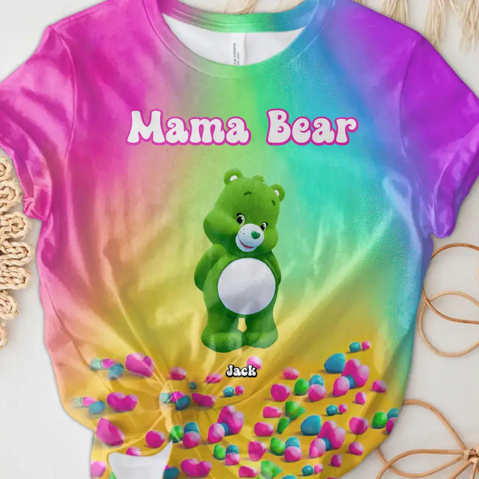 Personalized Mama Bear AOP T-Shirt - Up to 10 Kids - Mother's Day/Birthday Gift To Grandma/Mom