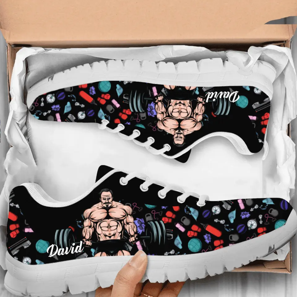 Personalized Muscle Up Buttercup Sneaker - Birthday, Funny, Motivation - Gift For Fitness Lovers, Gymers - Muscle Up Buttercup & Drink Your Effing Water