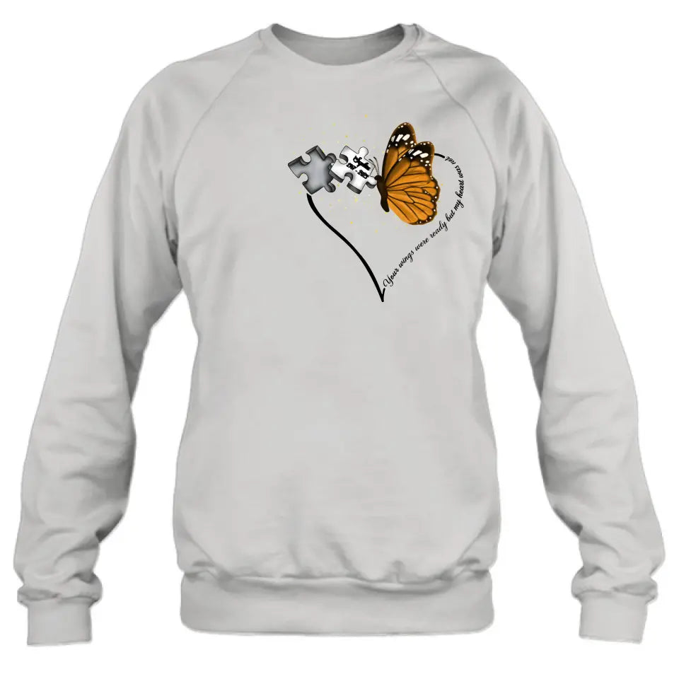 Personalized Memorial Butterfly Shirt/Hoodie - Memorial Gift Idea For Family Member - A Piece Of My Heart Lives In Heaven