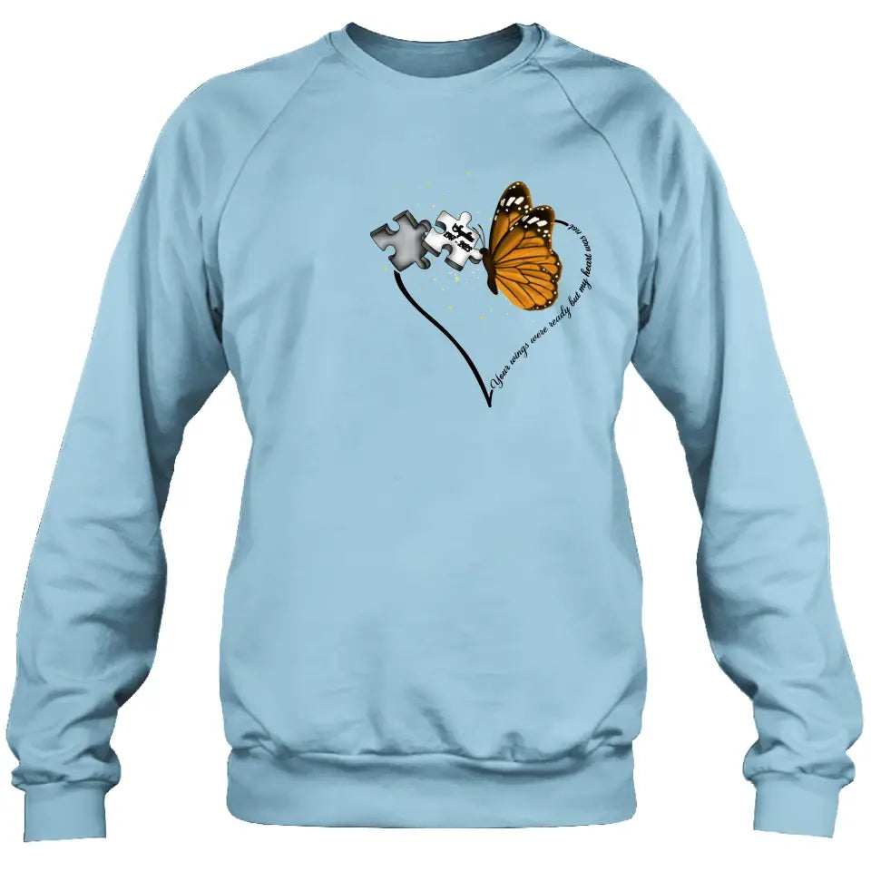 Personalized Memorial Butterfly Shirt/Hoodie - Memorial Gift Idea For Family Member - A Piece Of My Heart Lives In Heaven