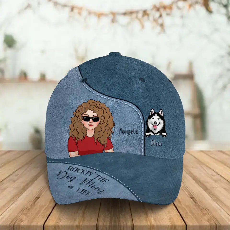 Personalized Dog Baseball Cap - Up to 3 Dogs - Mother's Day/Father's Day Gift Idea for Dog Lovers - Rockin' The Dog Mom Life