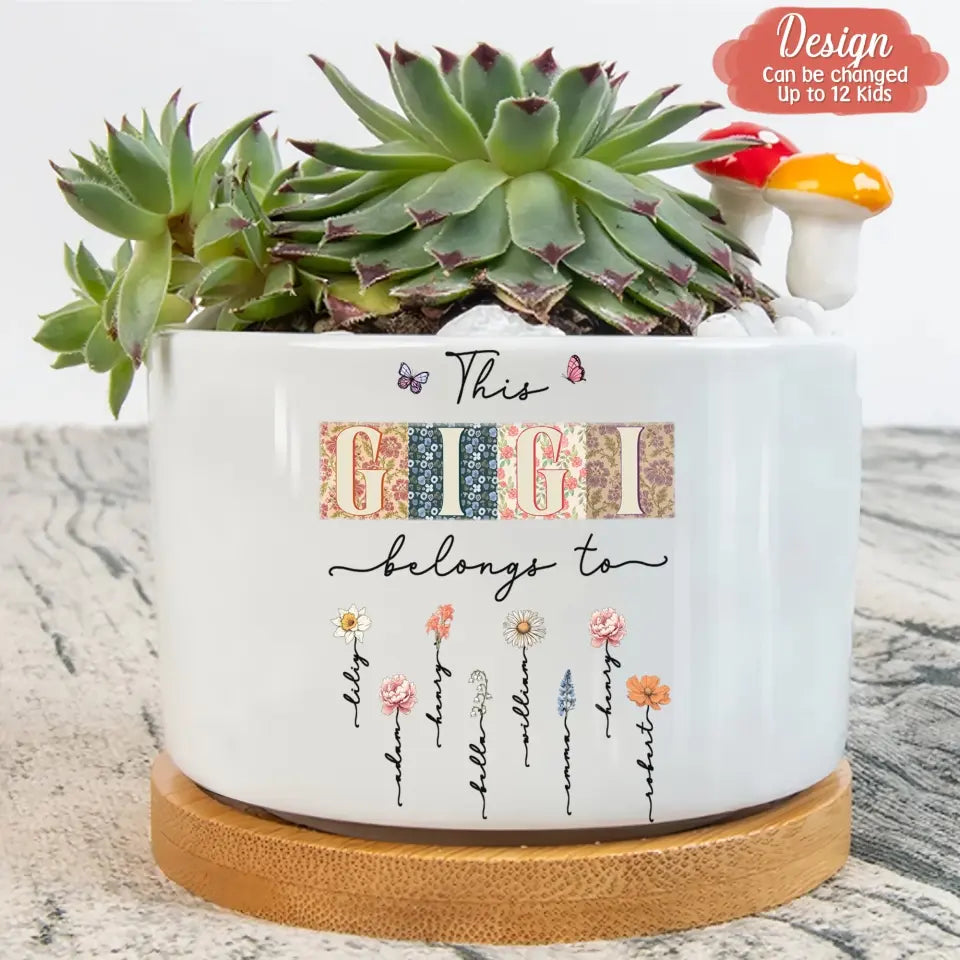 Personalized Grandma Birth Month Flower Plant Pot - Mother's Day Gift Idea For Grandma/Mom - Up to 12 Kids