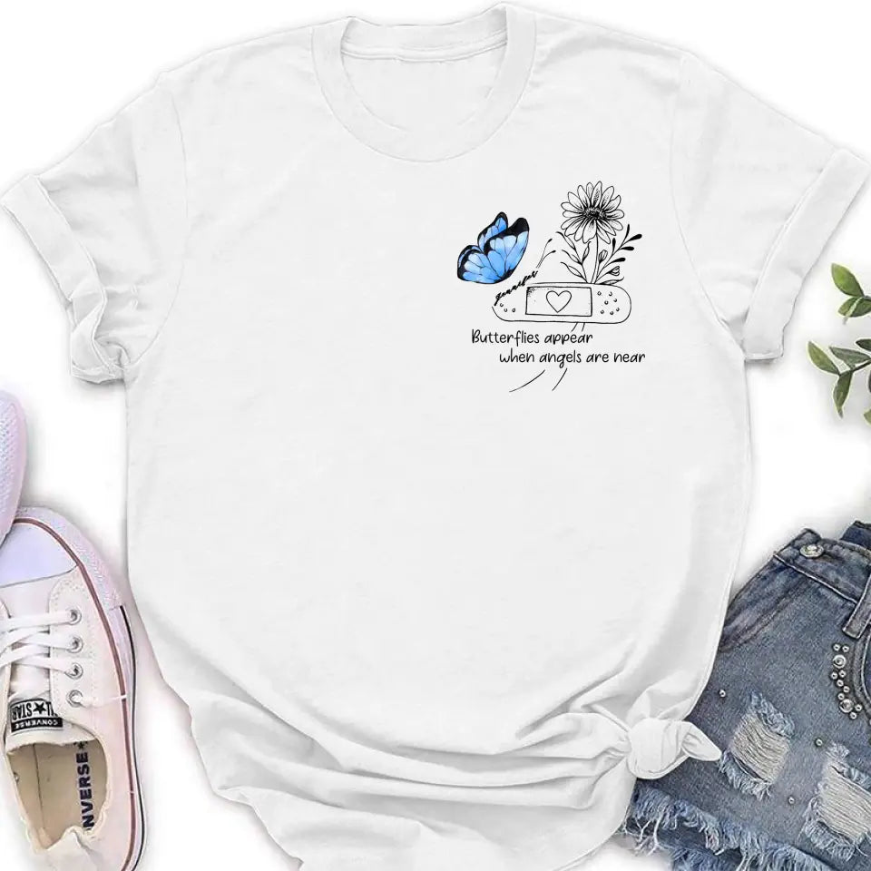 Personalized Memorial Unisex T-shirt/Long Sleeve/Sweatshirt/Hoodie - Memorial Gift Idea - Butterflies Appear When Angels Are Near