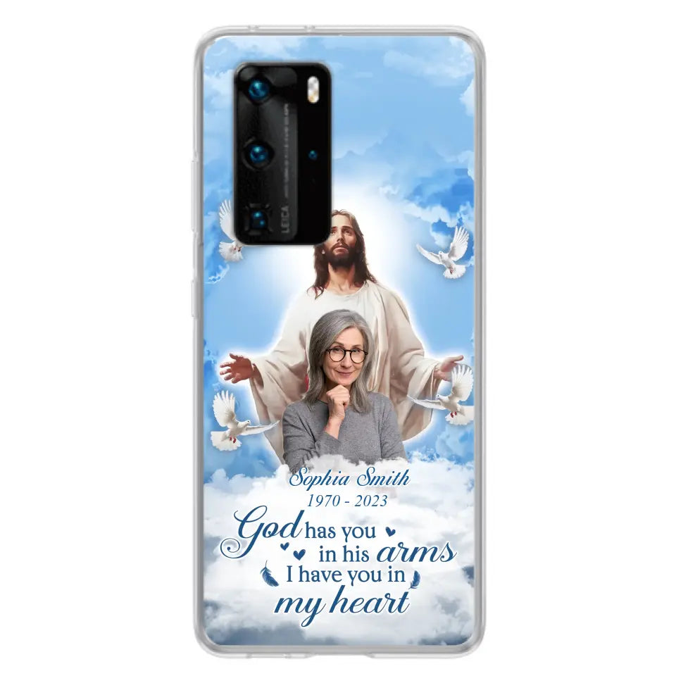 Custom Personalized Memorial Photo Phone Case - Memorial Gift Idea for Mother's Day/Father's Day - God Has You In His Arms I Have You In My Heart - Case for Xiaomi/Huawei/Oppo